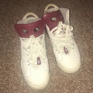 Nike Air Jordan Retro 6 White/Maroon Size 7Y